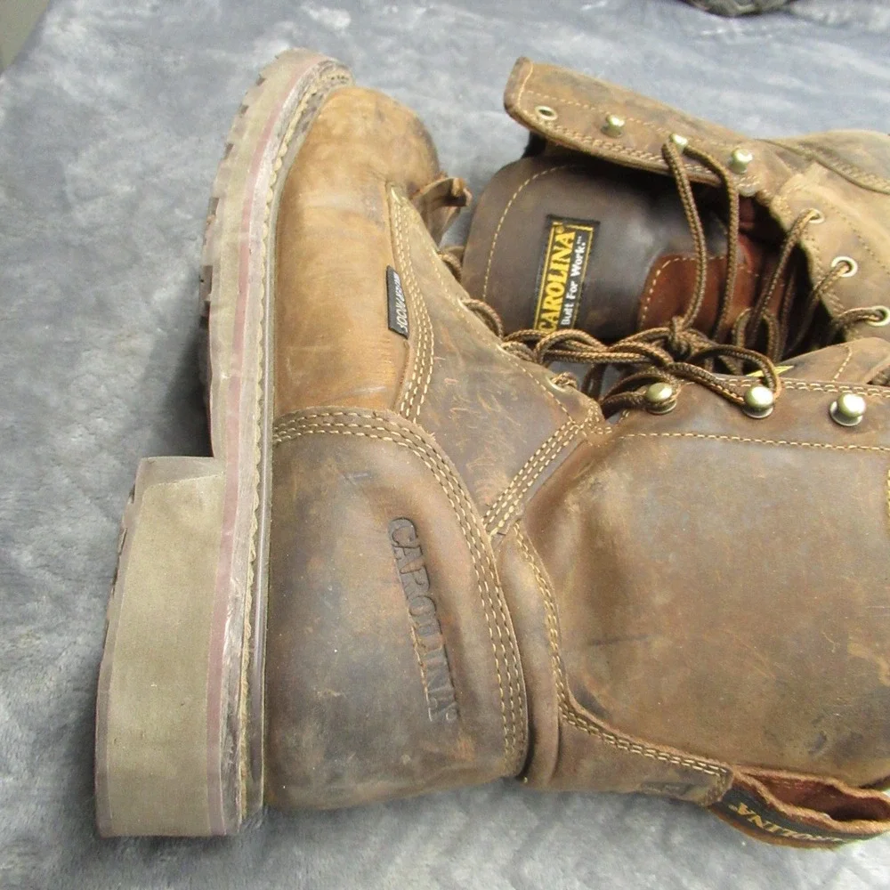Carolina Mens Work Boots 8.5D Waterproof Composite Toe Brown Leather Lace Logger